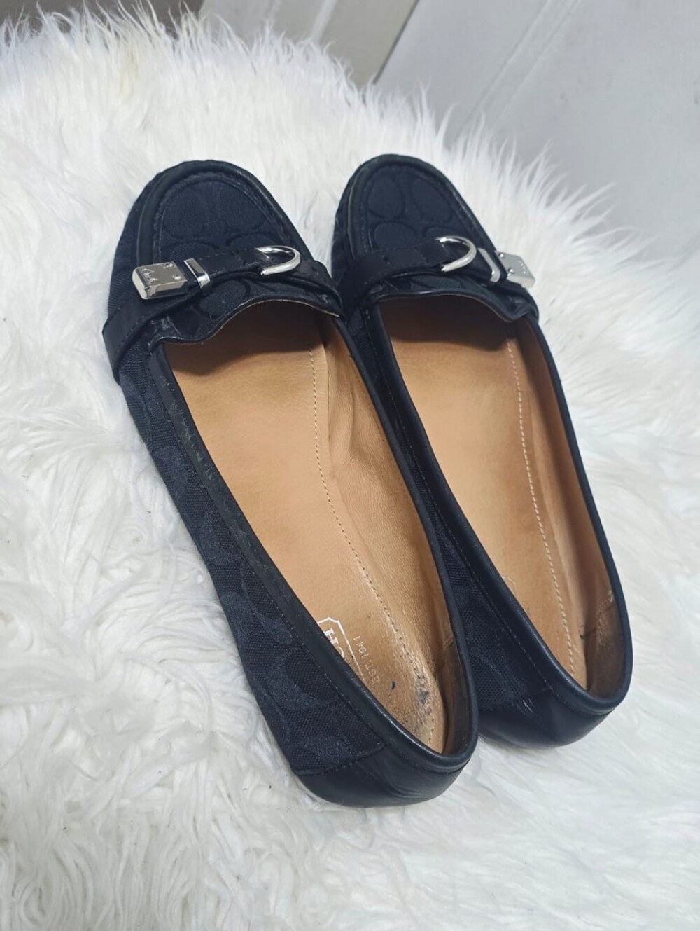 Coach Signature Jacquard Women Black Flats Shoes Loafers Sz 10B - Picture 4 of 8
